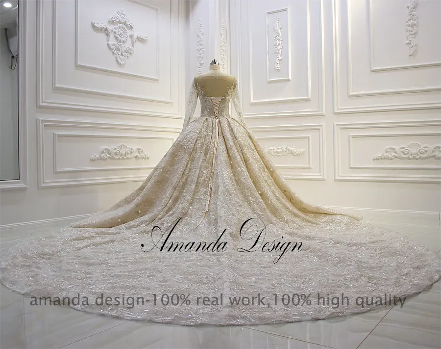 Роскошное Кружевное Свадебное Платье Amanda Design robe de princesse с длинными рукавами и