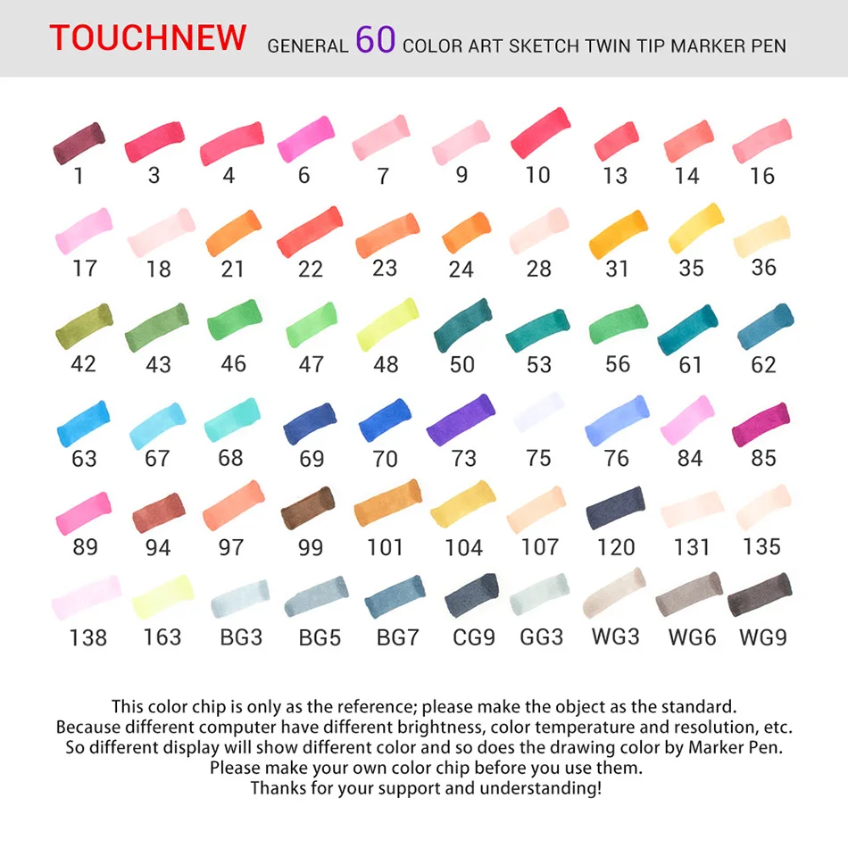 TOUCHNEW 30/40/60/80 Цвет двойной головкой набор маркеров для живописи алкоголя эскиз Маркеры Ручка с рисунком героев из мультфильма; белый корпус