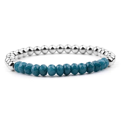 17 Teal blue BOJIU, 25 цветов, натуральный кварцевый камень, серебро, гематит, бусины, браслеты для женщин, трендовые, эластичные, ручной работы, женский браслет, ювелирное изделие, BC279 - Окраска металла: 17 Teal blue