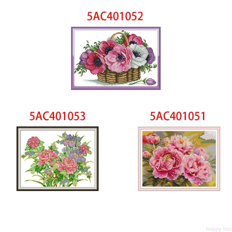Пион DIY ручной работы Счетный набор вышивки крестом Набор для вышивания 14CT украшение дома