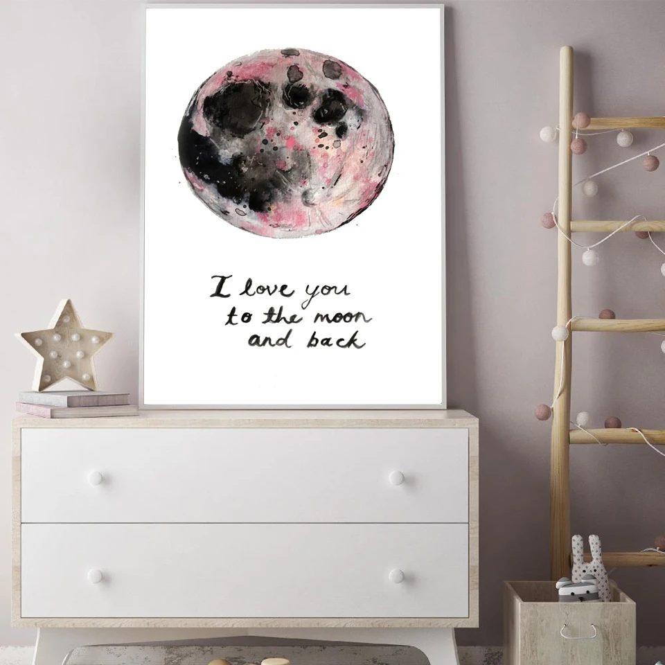 Постер с надписью Love You to The Moon and Back звёзды мотивационные цитаты Настенная картина