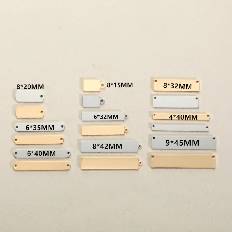 9*25 мм прямоугольная бирка кулон на заказ из нержавеющей стали очарование