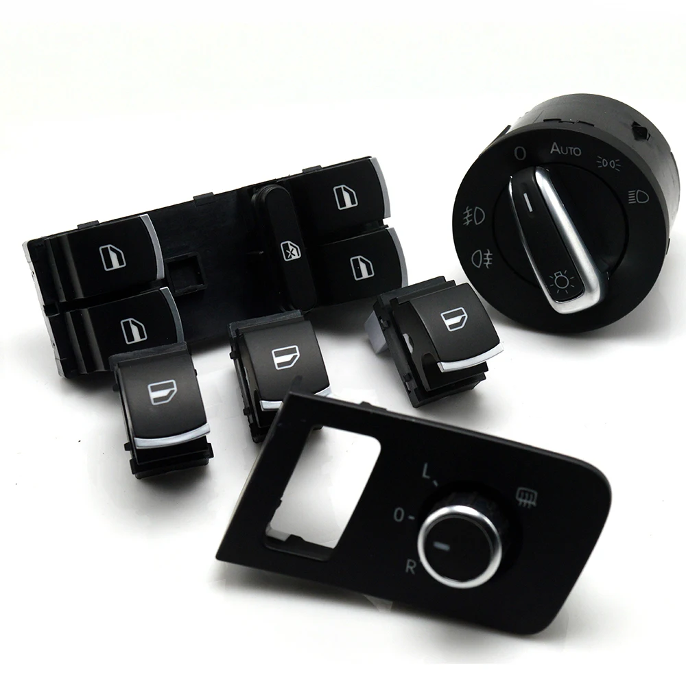 

New Chrome free shipping Mirror window headlight switch for VW Volkswagen Touran 2003-2015 Caddy 5ND941431B 1TD959565A 5ND959855