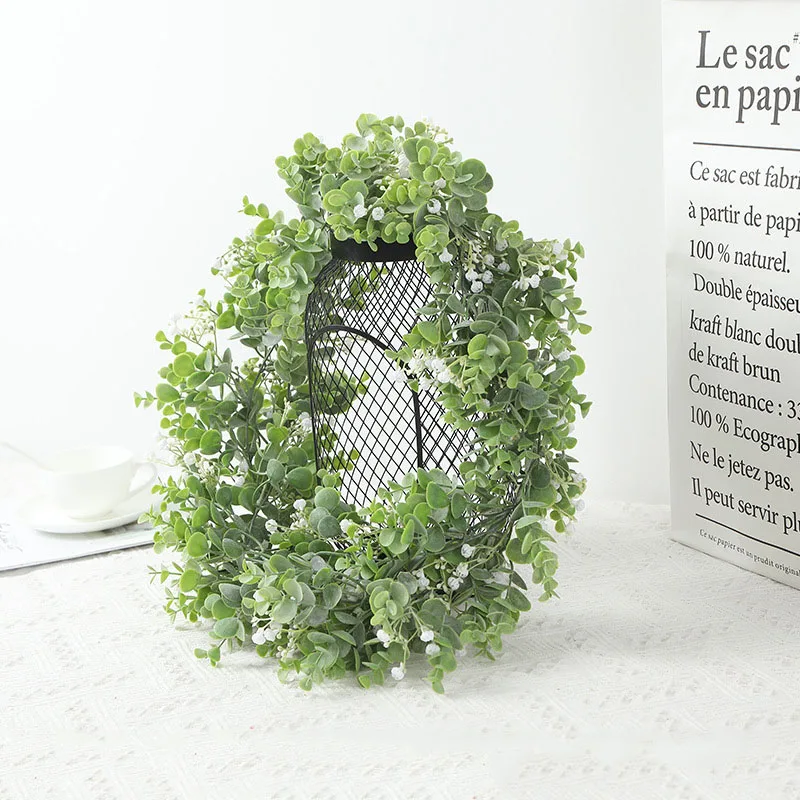 with white flower 195 см Искусственный ротанг пластик эвкалипт денежный лист лоза свадебное домашнее искусственное украшение для сада Висячие растения - Цвет: with white flower