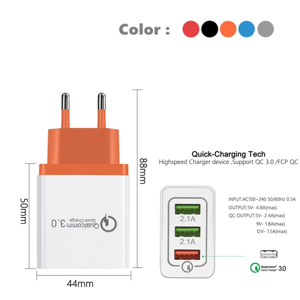 3USB QC 3,0 быстрое зарядное устройство адаптер Micro USB V8 5Pin кабель для samsung S7 S6 Edge Note 7 ZenFone 4 Max Восьмиядерный MSM8917 ZC554KL