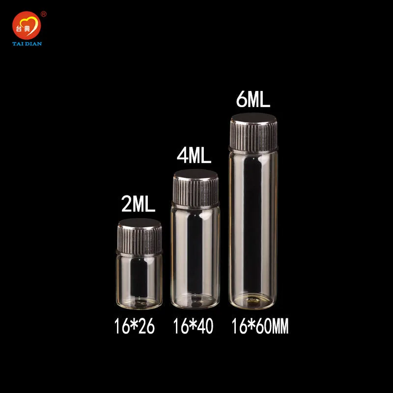 

2ml 4ml 6ml Mini Glass Bottles With Plastic Screw Black Cap Transparent Glass Vials Plastic Bottles Jars Storage Bottles 100pcs