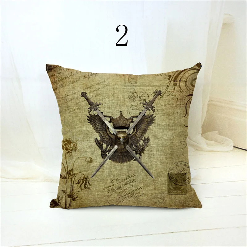 Винтажная хлопковая льняная наволочка с изображением короны и меча 18x18 дюймов