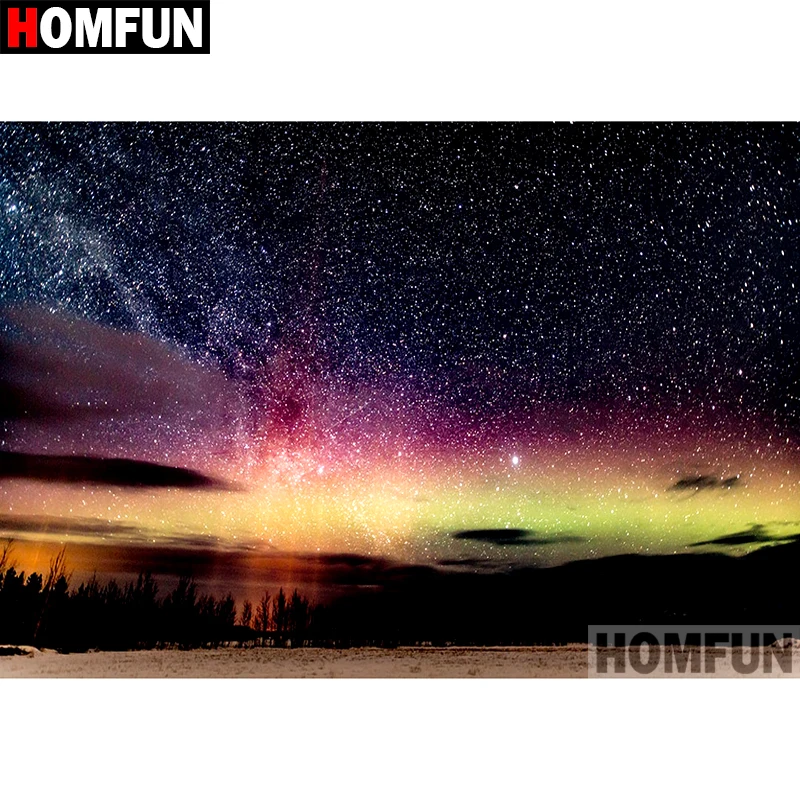 Алмазная 5d картина HOMFUN Звездный пейзаж вышивка крестиком полная выкладка