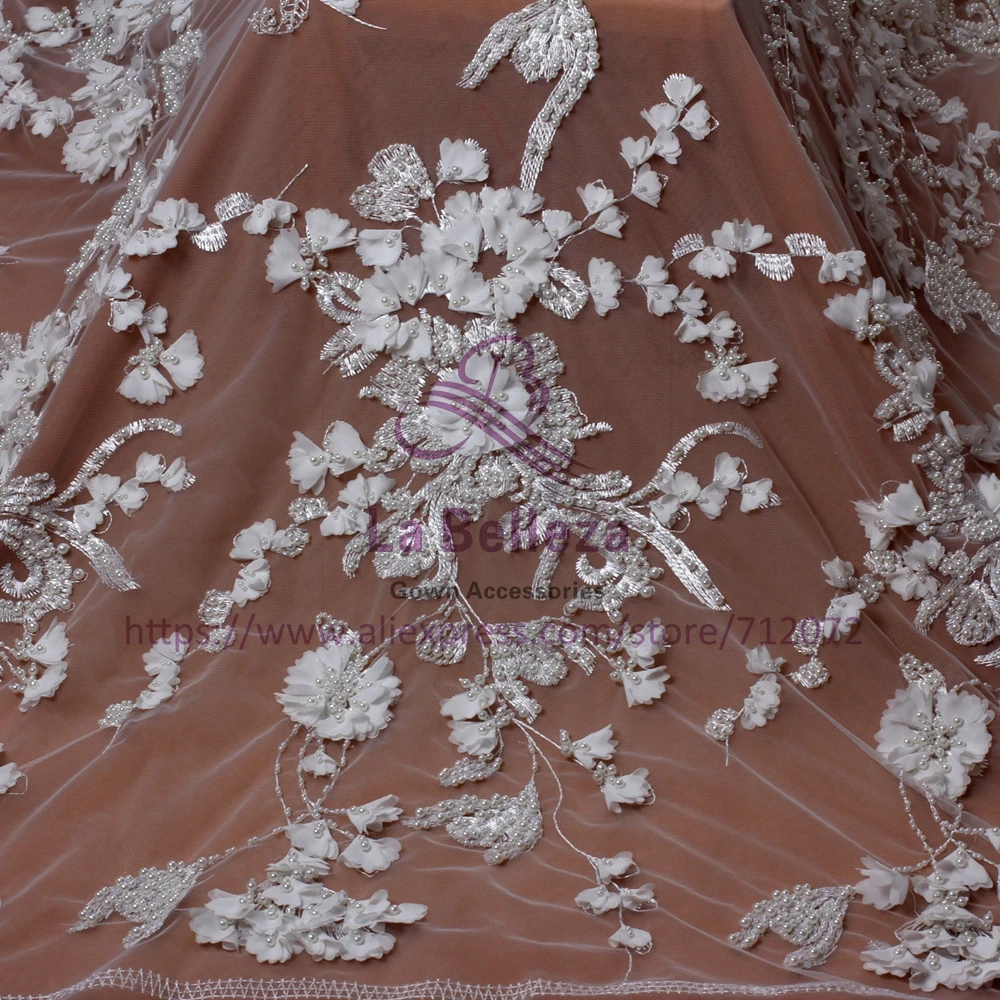 La Belleza 1 ярд 3D Цветы кружевная ткань 51 ''ширина в 6 цветах LN1701|Кружево| |