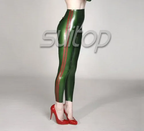 latex skinny pants in metallic green