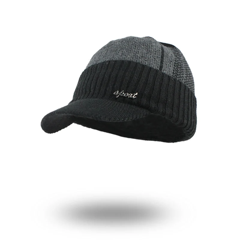 [FLB] Зимние шапки Skullies Beanies, зимние шапки бини для мужчин и женщин, шерстяные шапки, Балаклава, маска, шапка, вязаная шапка F18032 - Цвет: Black Hat