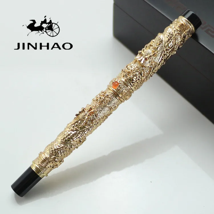 JINHAO золотые Два дракона Play Pearl 0 7 мм перо резные канцелярские принадлежности