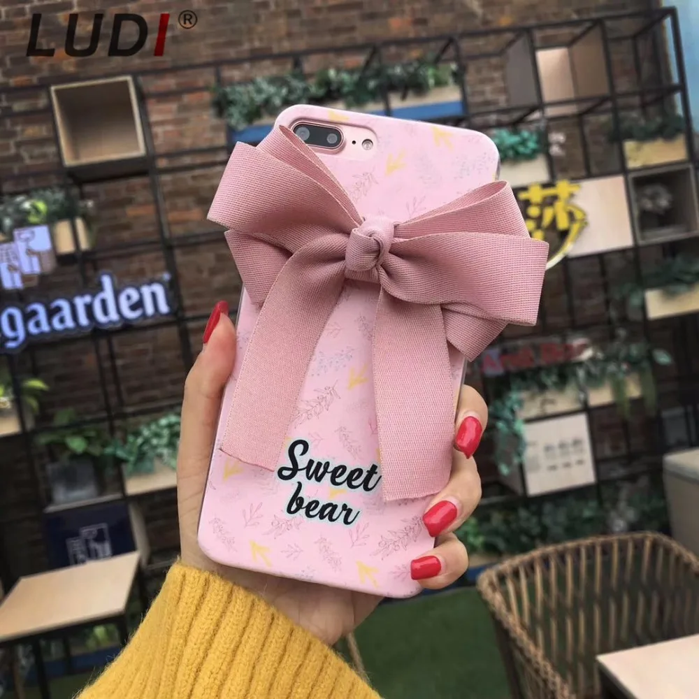 Чехол для телефона LUDI с милыми лентами и бантом iphone 7 6 s plus твердая задняя мягкая