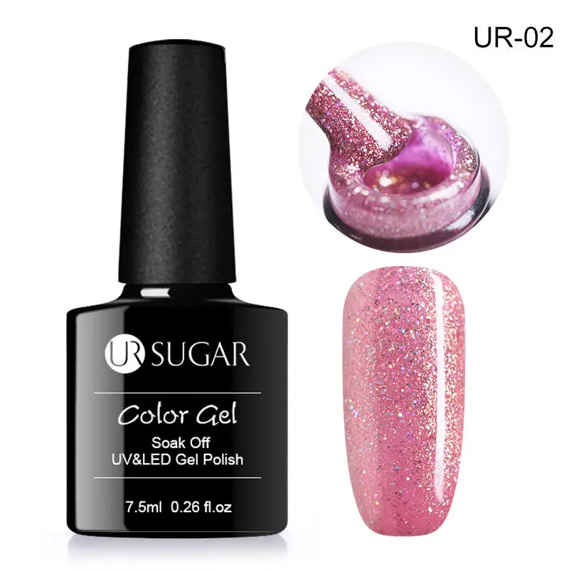 Ur Sugar 7,5 мл УФ-гель для ногтей голографический Блестящий Гель-лак для ногтей светодиодный Soak Off гель для ногтей Лаки маникюрный лак - Цвет: Оранжевый
