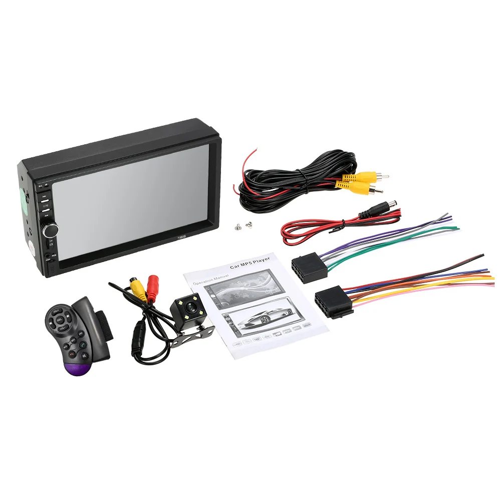 

Hot Universal 7" Car Video MP5 Player 2-din Car Radio Rearview Camera BT FM Colorful Power Key w/ Support Steering Wheel Control