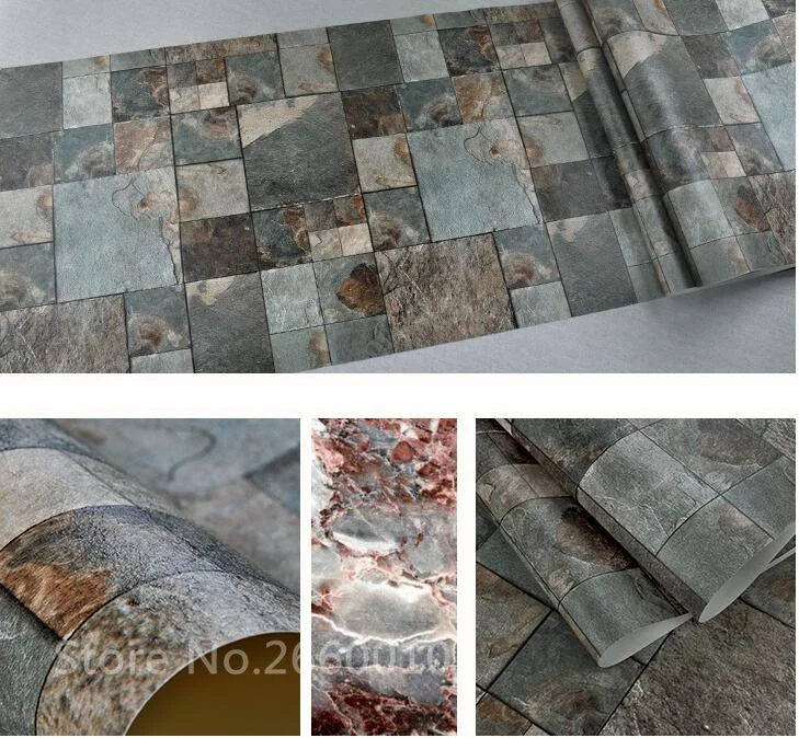 

Modern Vintage 3D Rock BrickTexture Wallpaper Roll restaurant & bar &Coffee shop wall paper home decor for living room&Sofa bac