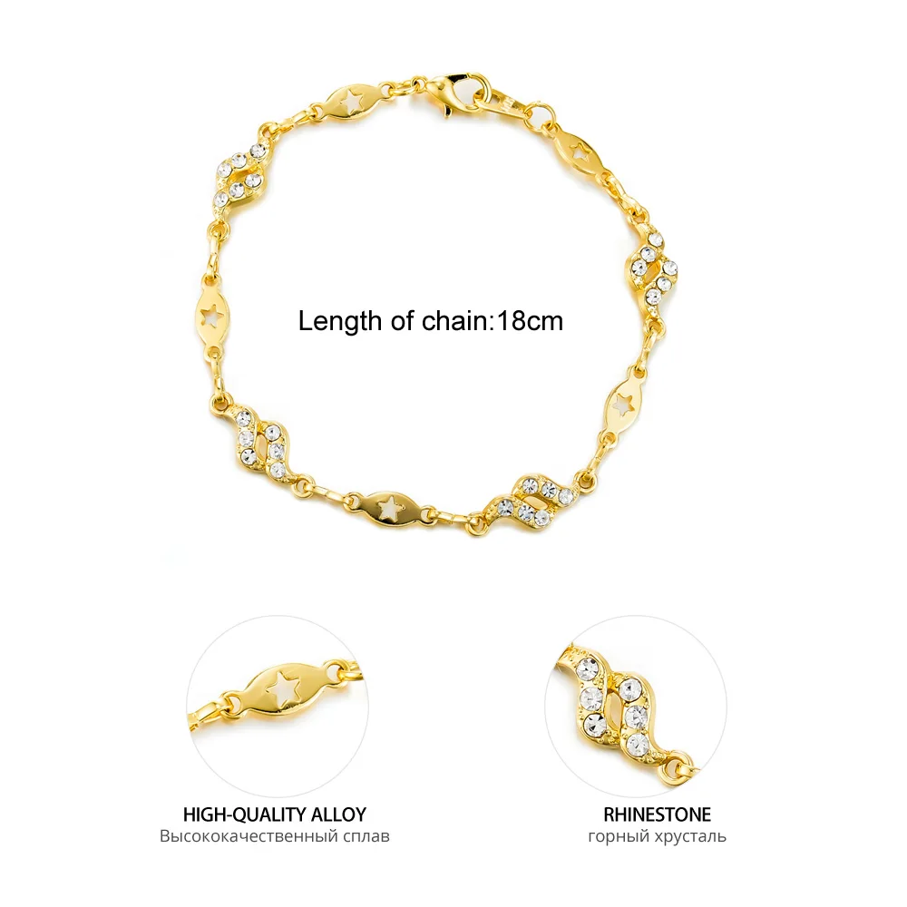 QGGLE Gold Color Bracelet for Women Rhinestone Star Shape | Украшения и аксессуары