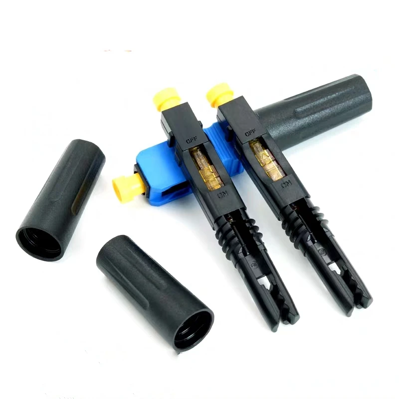 50/100pcs FTTH SC UPC fast connector for drop cable SM Quick Cold Assembly field optic fibre connector ELINK factory IL 0.7dB