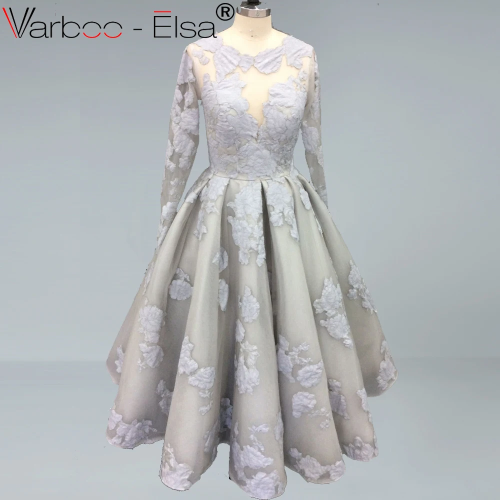 VARBOO_ELSA золотые мусульманские Выпускные платья А-силуэта с длинными рукавами Аппликации ислам Дубаи Саудовская Арабская длинная официальная вечерняя одежда