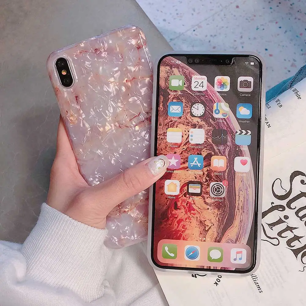 Мягкий мраморный чехол для iphone 11 Pro max XS MAX XR 6 S 7 8 Plus X Модный милый мультяшный |