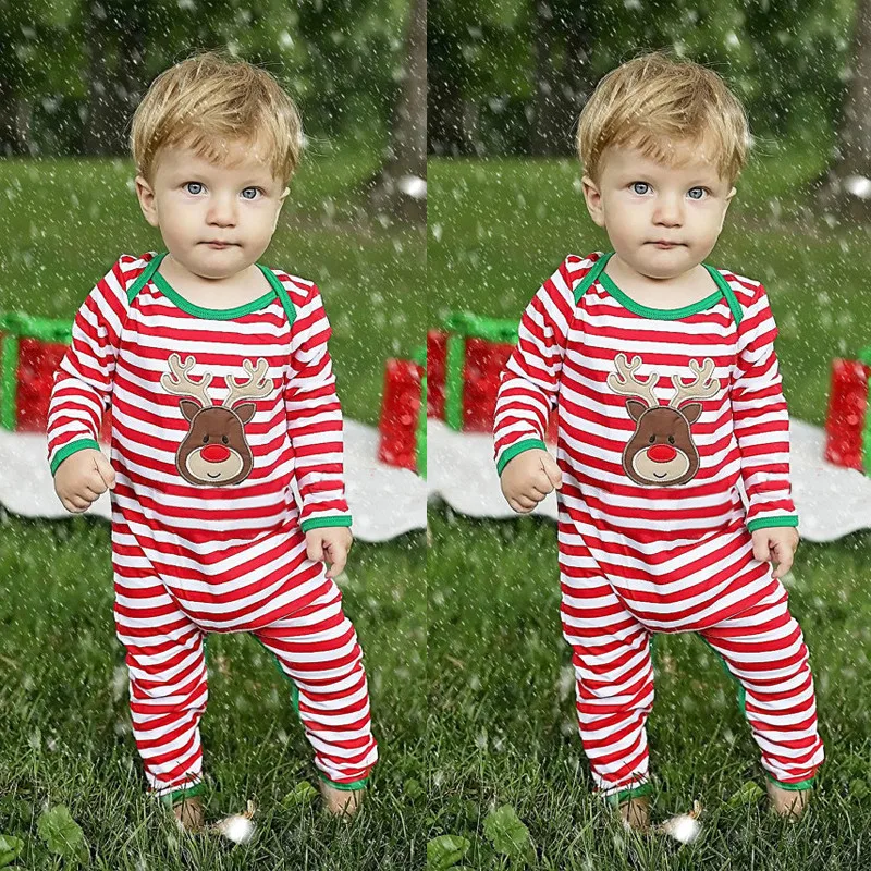 Boy Лидер продаж года; одежда унисекс для новорожденных мальчиков и девочек; Пижама; комбинезон; пуловер; милый детский костюм; Рождественский подарок - Цвет: Boy