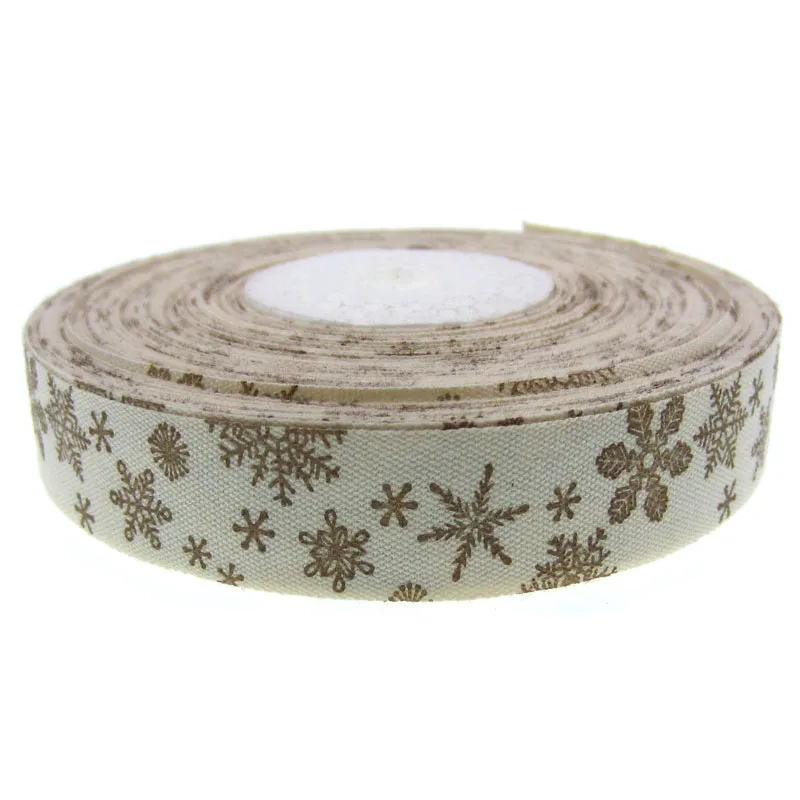 10 Yards 15mm cotton ribbon printed snowflake christmas ribbons tape for sewing fabric packing Party DIY Decorations 5/8&quot | Дом и сад