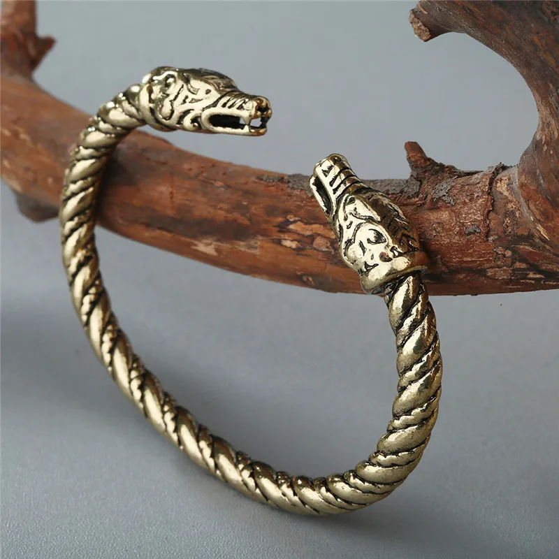 Stye 6 Bronze Волк Ворон Дракон змеиная голова мужской браслет, Викинг Vikingos ювелирный браслет Vikingo Bangels для женщин - Окраска металла: Stye 6 Bronze