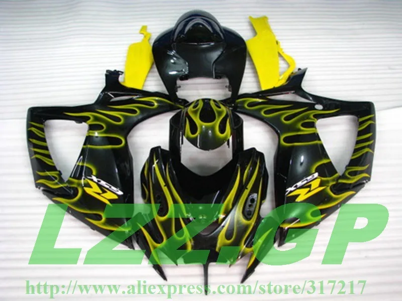 

ABS For SUZUKI K6 06 07 Yellow Flame in Black GSXR750 GSX-R750 GSXR 750 2006 2007 GSXR-750 Fairing Bodywork