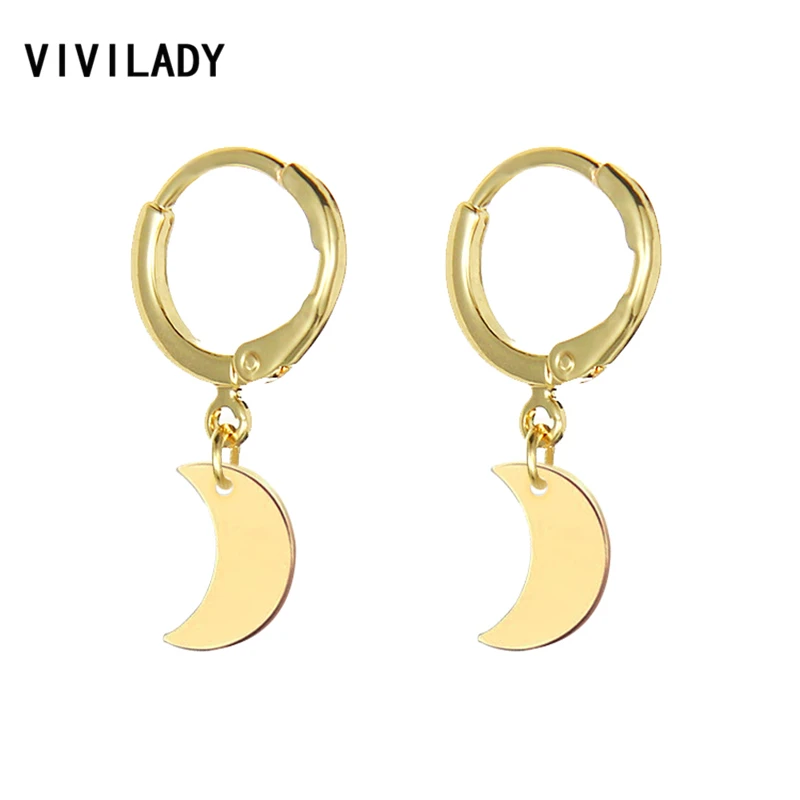 Серьги-кольца в стиле бохо женские милые круглые маленькие серьги-кольца с Луной