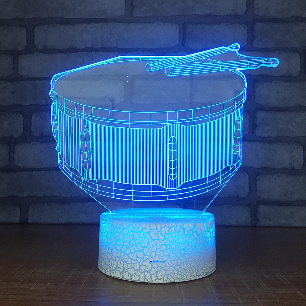 Китайский drum3D ночник креативная Иллюзия 3d лампа LED 7 цветов меняющаяся Настольная