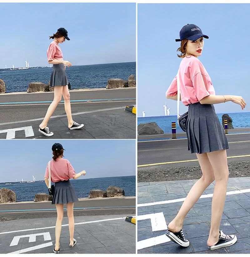 Sexy Womens Pleated Mini Skirt Schoolgirl Short Dress Cosplay Club Costume Solid Color Mini Skirts Faldas Mujer Moda plus size