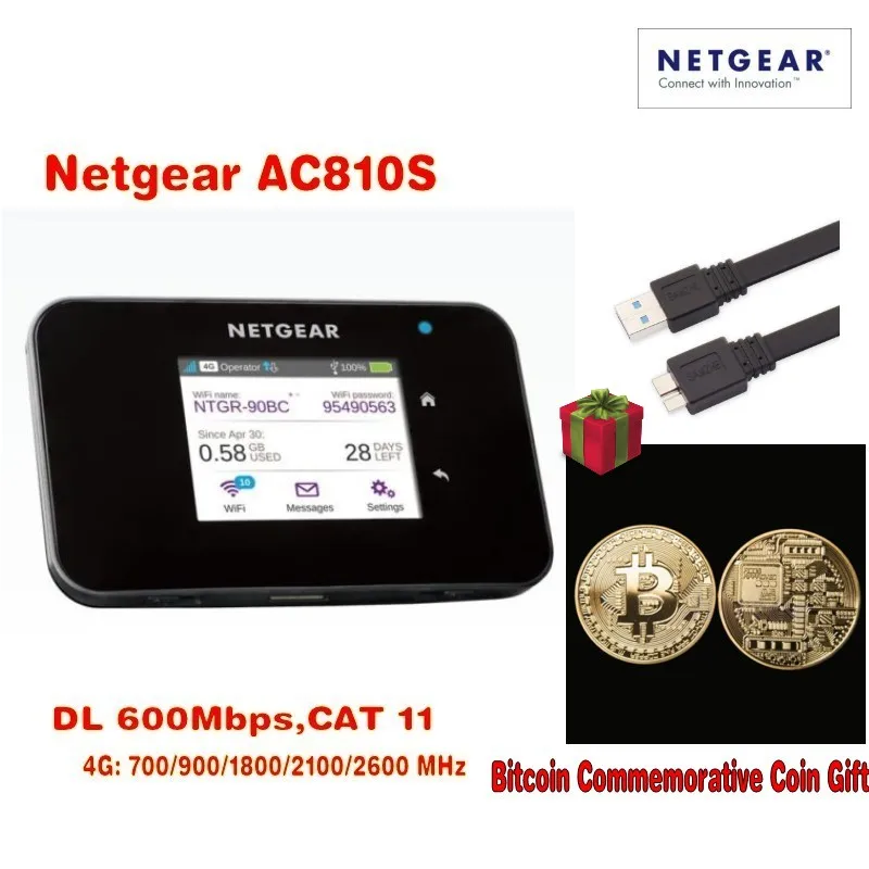 Мобильная точка доступа Netgear Aircard AC810S 4G LTE Cat11 (разблокирована) с бесплатным