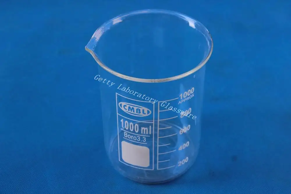 1000 мл (1л) лабораторный стеклянный стаканчик с широким горлом международный