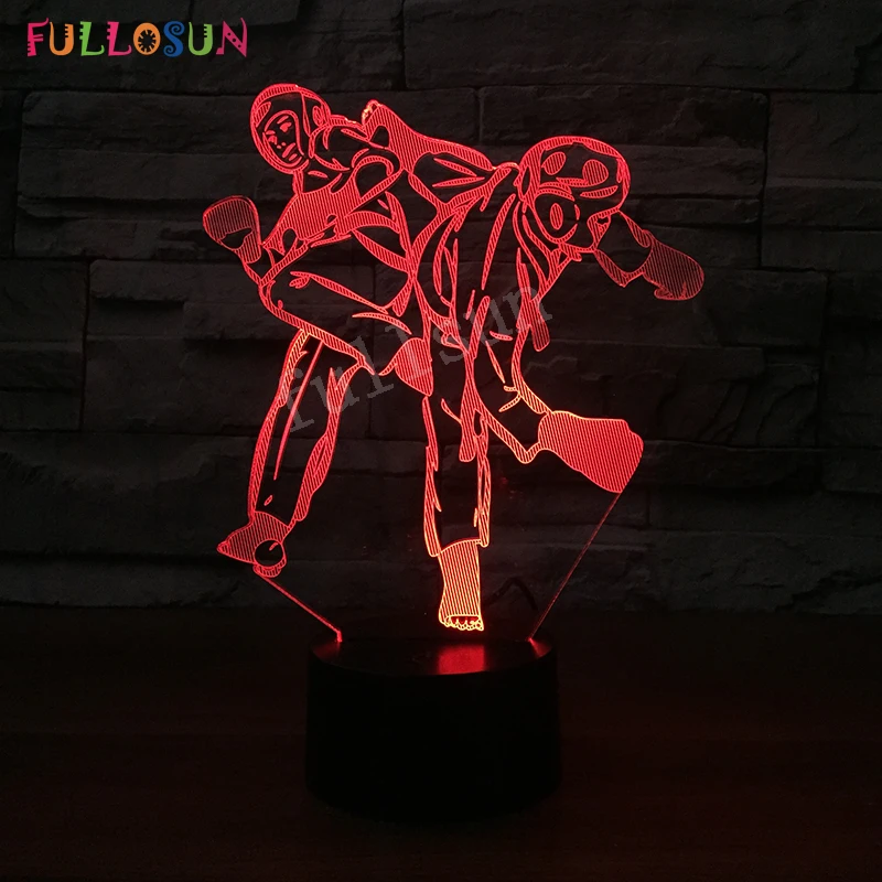 Тхэквондо 3D Светодиодная настольная лампа Иллюзия Bulbing ночник цветная меняющая