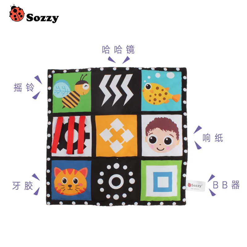 Sozzy Black and White Colorful Double-side Baby Cloth Quiet Book Soft Infant Early Educational Stroller Rattle Toys for Newborn | Игрушки и