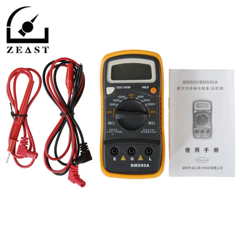 BM500A 1000V 1999M Цифровой тестер сопротивления изоляции Megohmmeter Megger мультиметр с