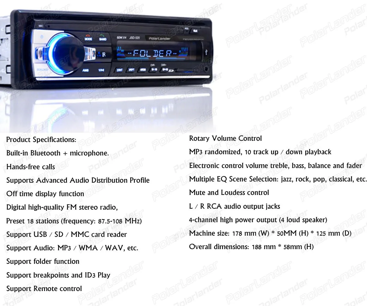 Bluetooth handfree автомобильное радио USB/SD/AUX IN-Dash 1 DIN 12 в ISO разъем для телефона зарядное устройство аудио стерео FM MP3 плеер