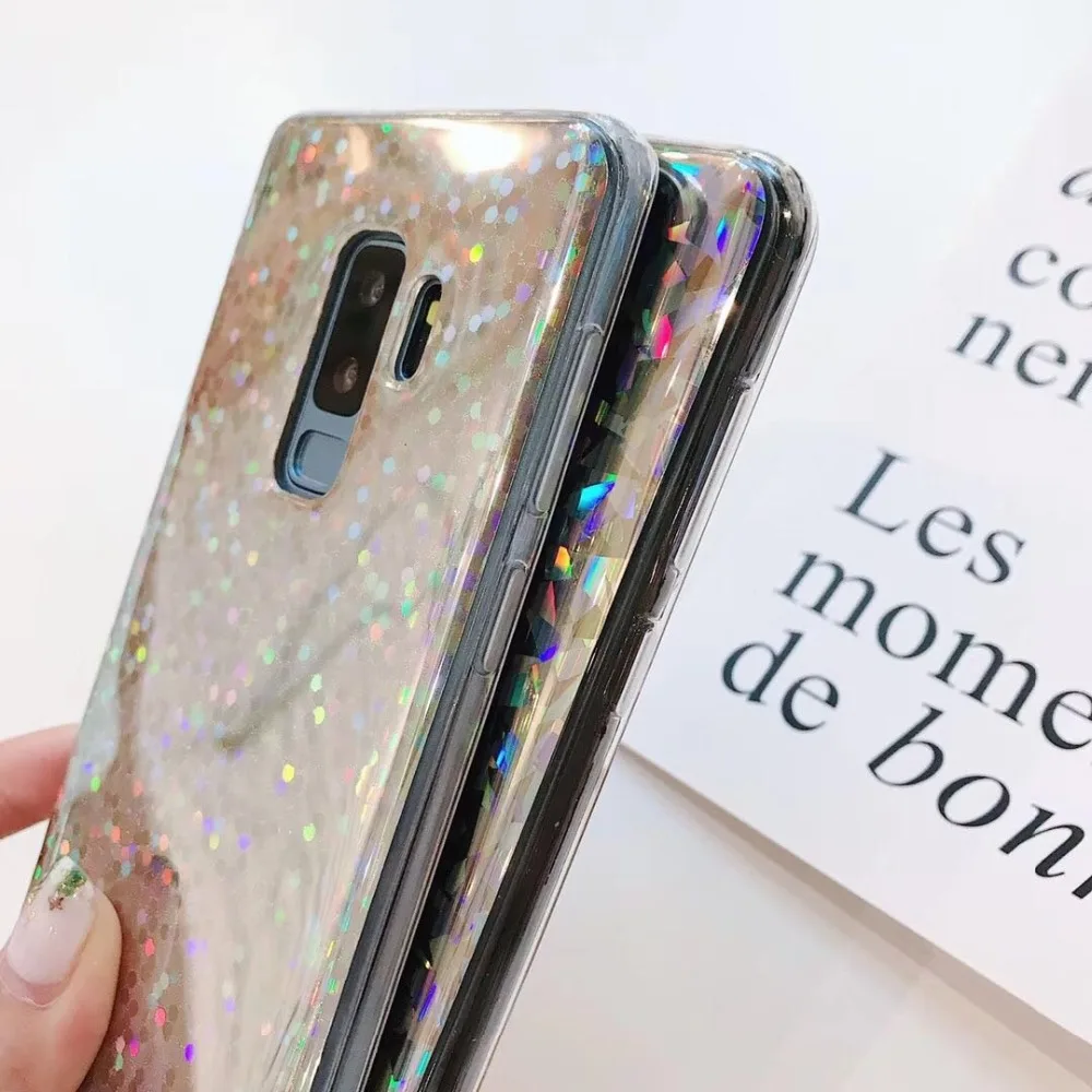 Yhbbcases Лазерная Радуга блестками Мягкий чехол для Samsung Galaxy S8 S9 Plus модные блестящие