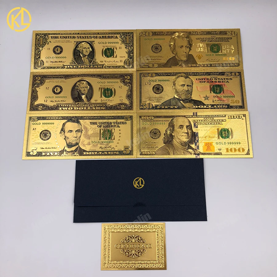 Лидер продаж, американский стиль, подарок, деньги, 1, 2, 5, 10, 20, 50, 100 долларов США, набор золотых банкнот для игр и рекламных подарков