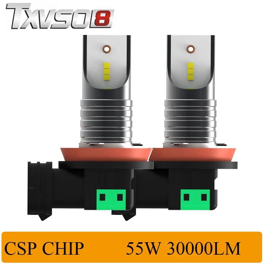 TXVSO8 2 шт. H11 Светодиодный автомобильный головной светильник с CSP Chips 12V 30000LM пара 6000K