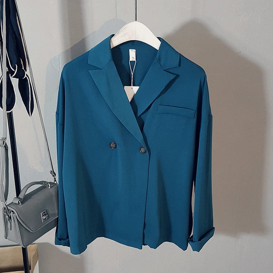 Mlanxeue Spring Slim Women Blazer Coat Casual Jacket Long Sleeve One Button Shirt Ladies Blazers Work Wear Notched |