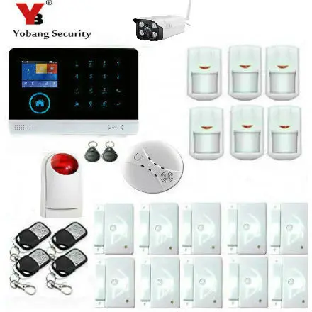 Yobang Security Touch Keypad 433MHz RFID GSM WIFI DIY Smart Home Alarm System Kits Outdoor IP Camera Smoke Fire Sensor | Безопасность и