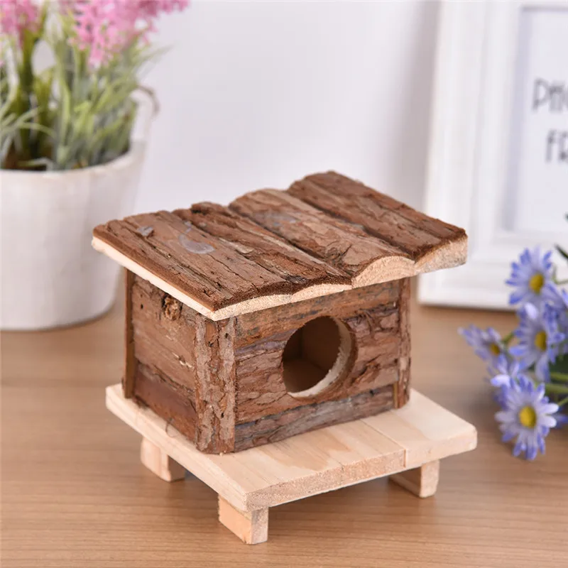 Натуральный коры деревянный дом хомяка белка играть спальный клетка-гнездо для