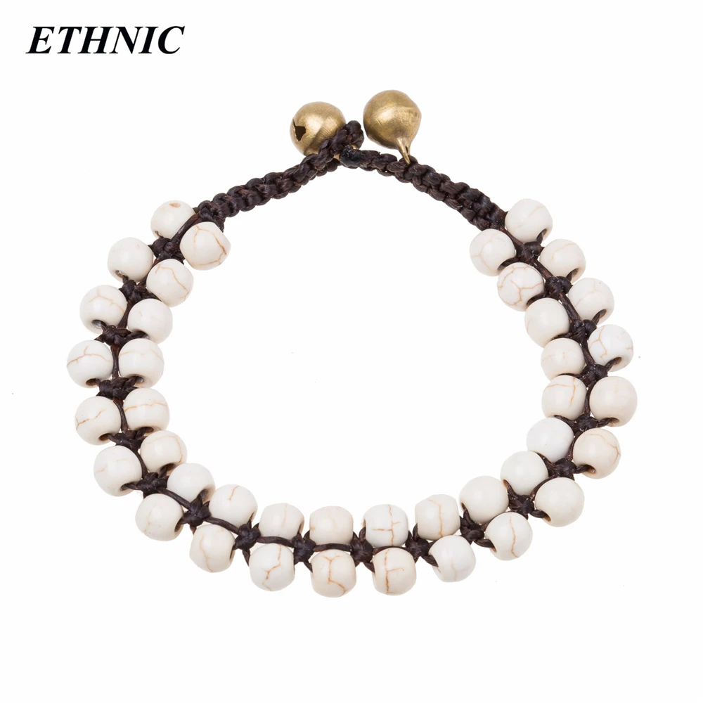 

ETHNIC Bohemian Handmade Boho Dual Line Colorful Round Gold-color Beaded Chain Charm Bracelets for Women Fashion A Bracelet