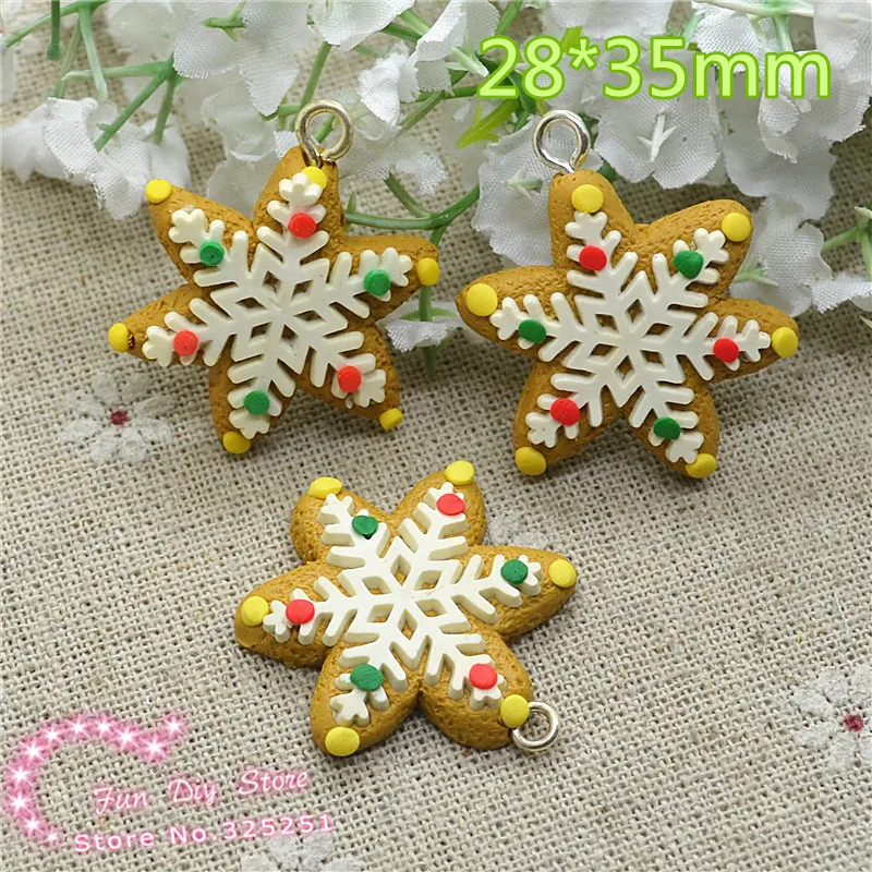 Полимерная глина Рождественский снег с кольцом подвеска шарм 28*35 мм 30 шт./лот | Дом