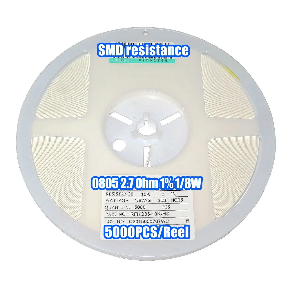 

1 Reel 0805 2.7R 2.7 Ohm 1% 1/8W SMD Resistance 5000PCS/Reel