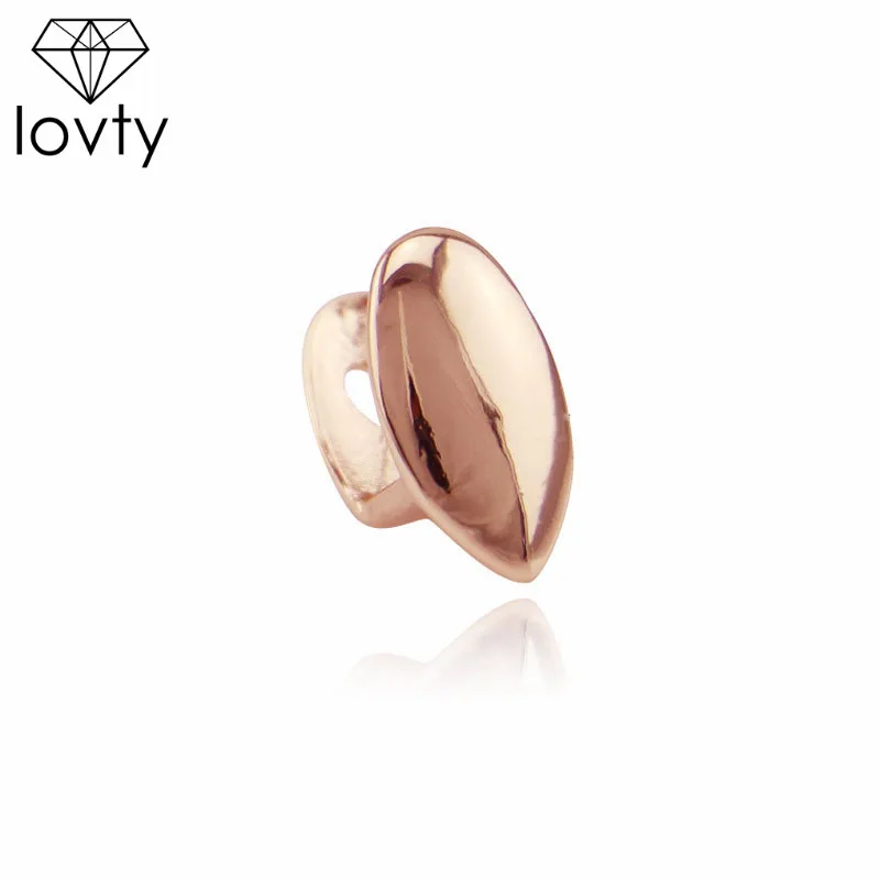 1 PC rose gold Lovty хип хоп золотые зубы Grillz верхние и нижние грили зубной рта Панк зубы шапки Косплей вечерние зуб Рэппер Украшения для тела подарок - Окраска металла: 1 PC rose gold