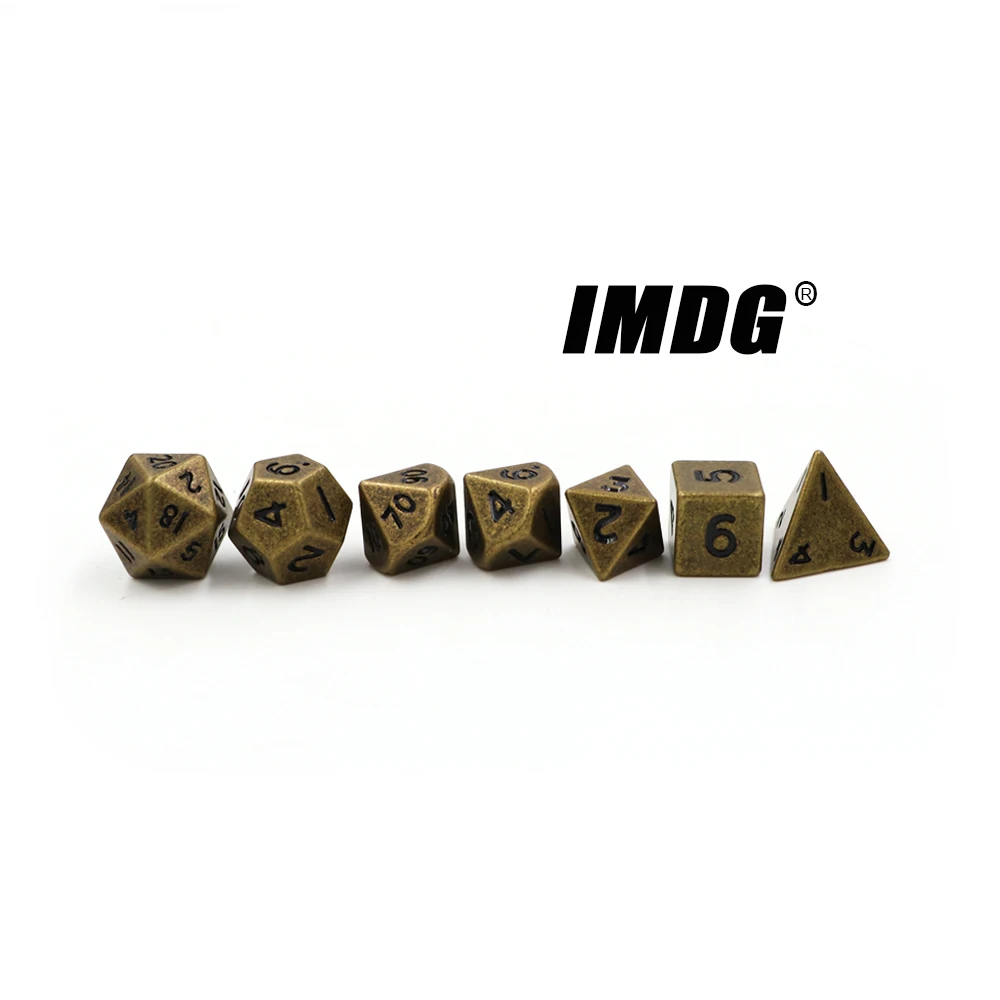 IMDG 7 шт./компл. мини ролевые игры кости многогранник металлические игральные кубики DND разных бронза маленькая цифровой игра в кости