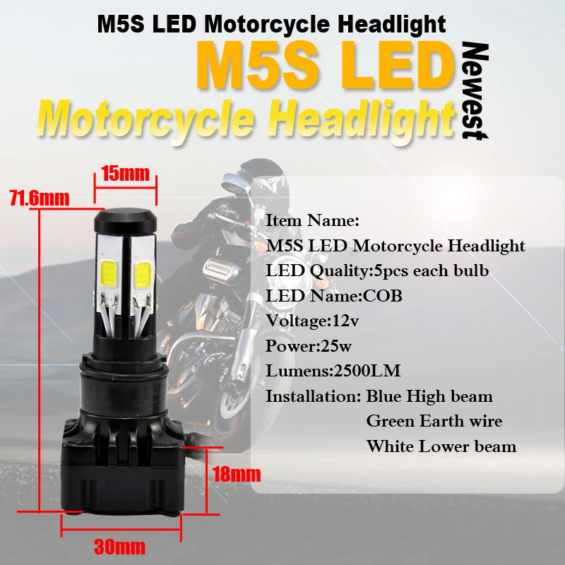 AutoEC 30 шт. H4 H6 BA20D 25 Вт 2500LM COB светодиодные фары для мотоцикла с высоким и низким конверсионным лучом универсальный мотоцикл# LN56