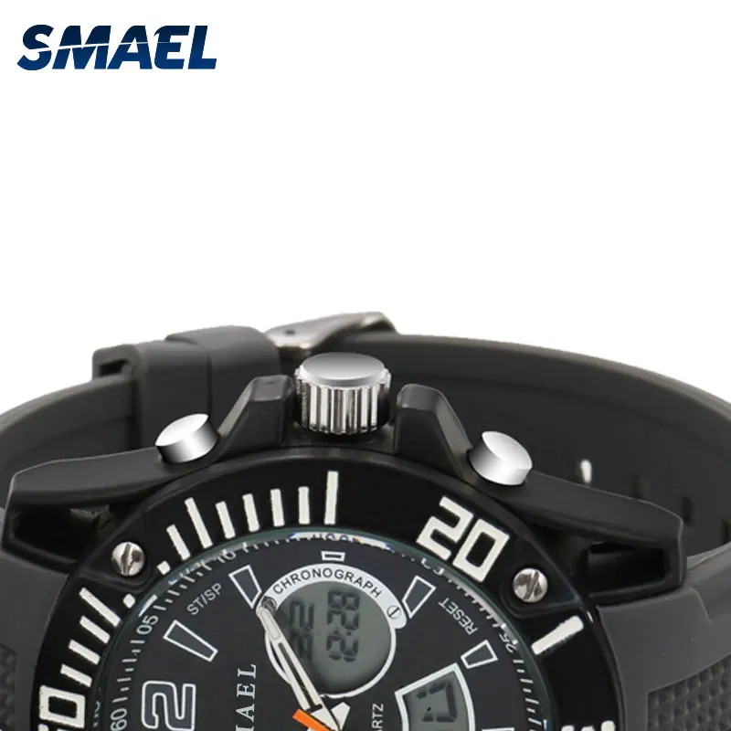 Спортивные часы SMAEL с большим циферблатом мужские водонепроницаемые модные
